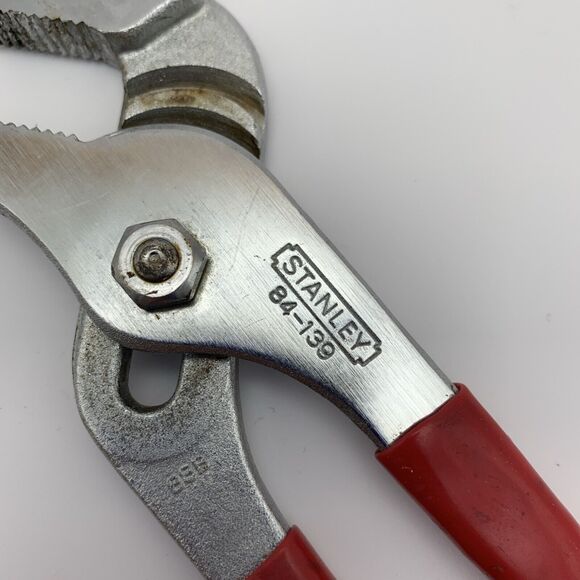 Vintage Stanley Groove Joint Pliers 84-139 Silver Red Channel Lock 10 Inch Japan - Picture 2 of 8